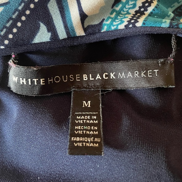 WHITE HOUSE BLACK MARKET Blue White Diamond Print Body Con Pencil Dress Size Med - Picture 6 of 6